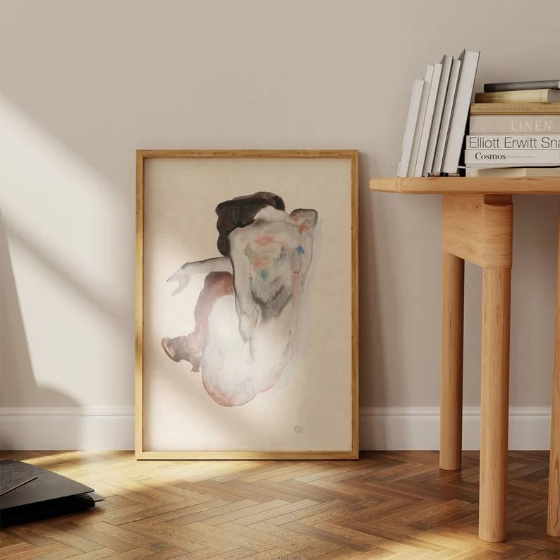 vintage poster, Minimalist decoration, beige poster, gallery wall, famous art, egon schiele art, egon schiele poster, Egon schiele woman, rare egon schiele, Nude woman abstract, baby gifts, Gifts for wife, Gifts for sister, Gifts for mom, Gifts for husband, Gifts for girls, Gifts for children, Gifts for girlfriend