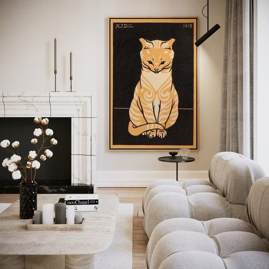 Wall art, Vintage Poste, poster, housewarming gift, Gifts for sister, Gifts for mom, Gifts for girls, Gifts for friends, Gifts, Orange Cat Samurai Print, Japanese Orange Cat, Sitting Tabby Cat, Orange Cat Gift