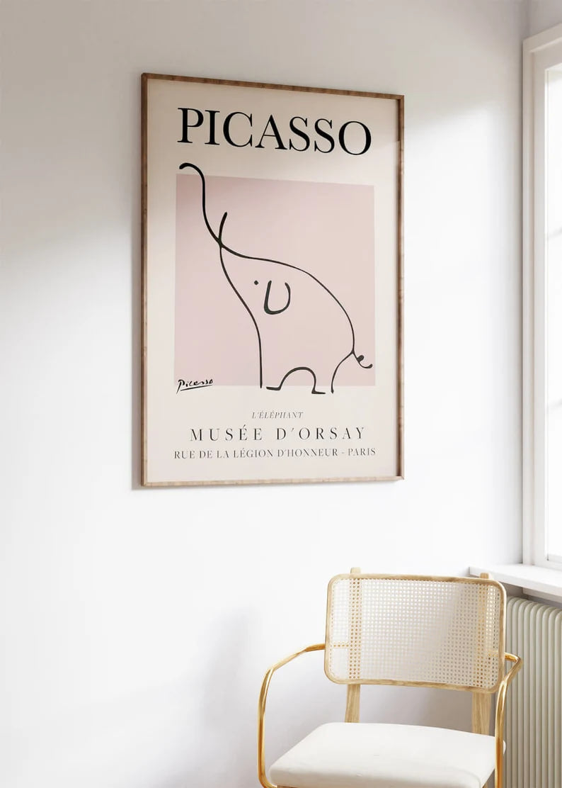 Pablo Picasso poster - Picasso Elephant print | HIGH QUALITY POSTER | Exhibition Vintage Art, Minimalist poster, Pablo Picasso Gallery