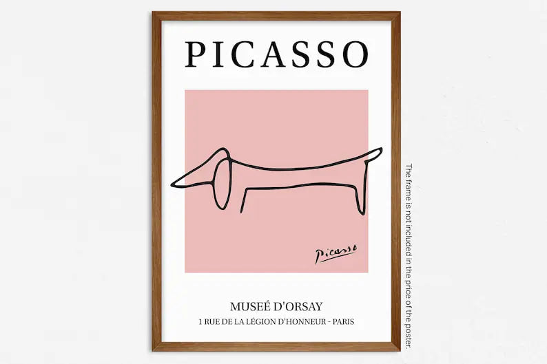 Picasso Dog Print, Exhibition Poster, Vintage Line Art Picasso, Minimalist Line Drawing, Picasso Wall Art and Gift Idea for Dog Lovers