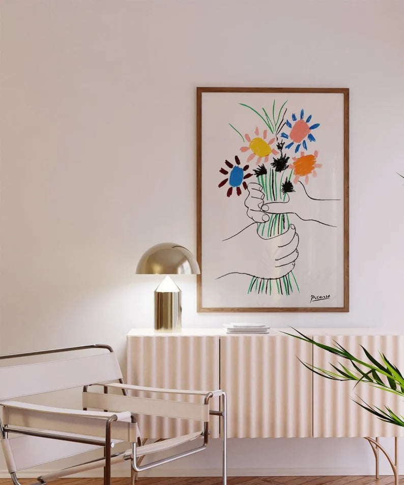 Picasso - Original Flower Bouquet | HIGH QUALITY POSTER | Exhibition Vintage Art Poster, Minimalist print, Pablo Picasso Gallery, Large size