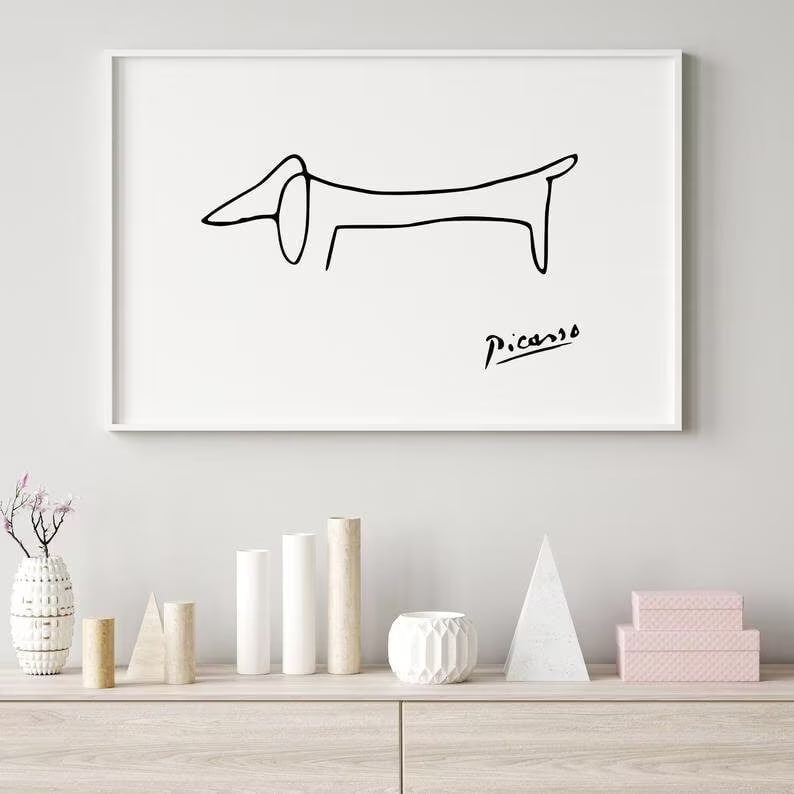 Wall art, Vintage Poste, poster, housewarming gift, Gifts for sister, Gifts for mom, Gifts for girls, Gifts for friends,Picasso Poster, Picasso Line Art, Picasso, Pablo Picasso Print, The Dog