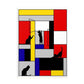 Piet Mondrian Cat Poster - Abstract Black Cat, Mondrian Cat Print, Geometric Abstraction Wall Art, Primary Colors Art, Modern Wall Decor