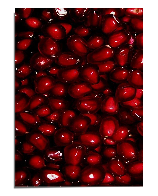 HIGH QUALITY PRINT - Pomegranate Jewels poster featuring a close-up of glistening red pomegranate seeds. Perfect for kitchen decor, modern interiors, and food lovers.