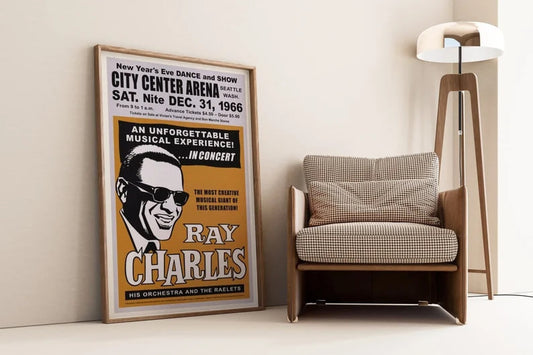 Ray Charles Poster | 1966 Jazz Concert Poster | Vintage Jazz Advertising | Blues, Soul | Limited Edition | HIGH QUALITY PRINT | Jazz Poster