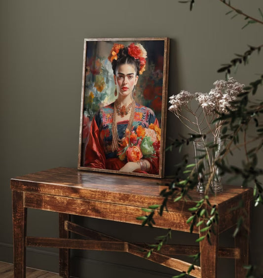 Red Frida Kahlo Poster, Mexican Poster, Feminist Wall Art, Frida painting |HIGH QUALITY POSTER| Modern Wall Art, Home decor, Mexican Decor
