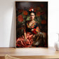 Red Frida Kahlo Poster, Vintage Wall Decor, Flower Print, Feminist Wall Art, HIGH QUALITY POSTER, Boho Home Decor, Frida self portrait