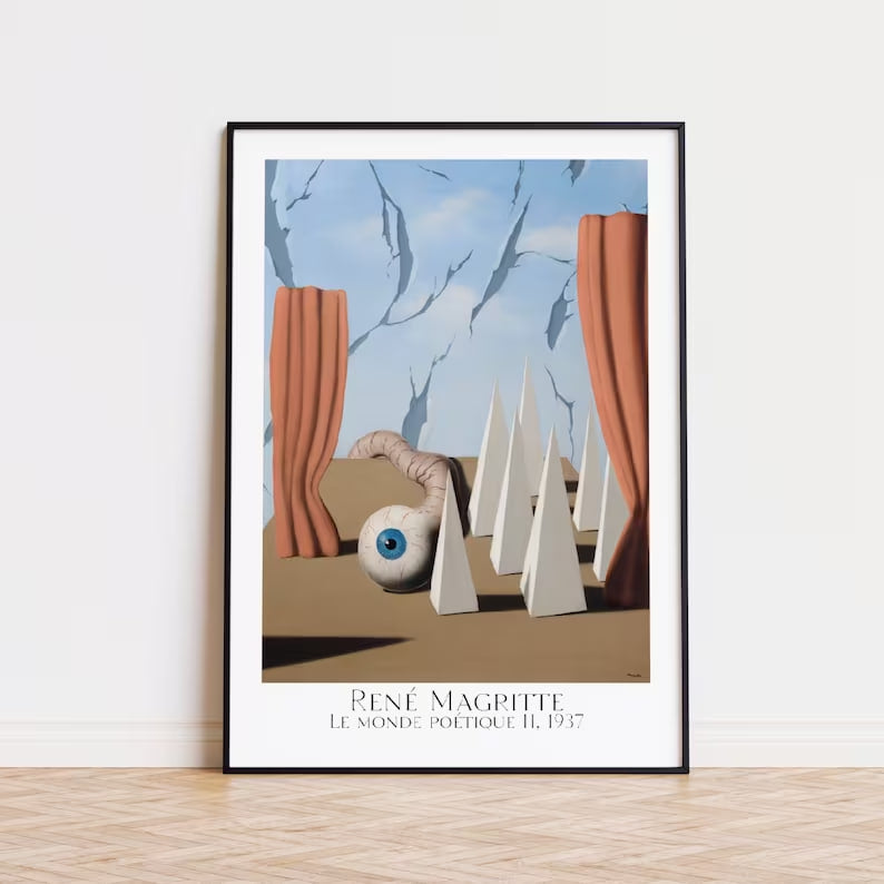 Rene Magritte - Poetic World II (Le monde poetique II) [1937] - Museum Poster Illustration Poster Print Aesthetics Wall Art