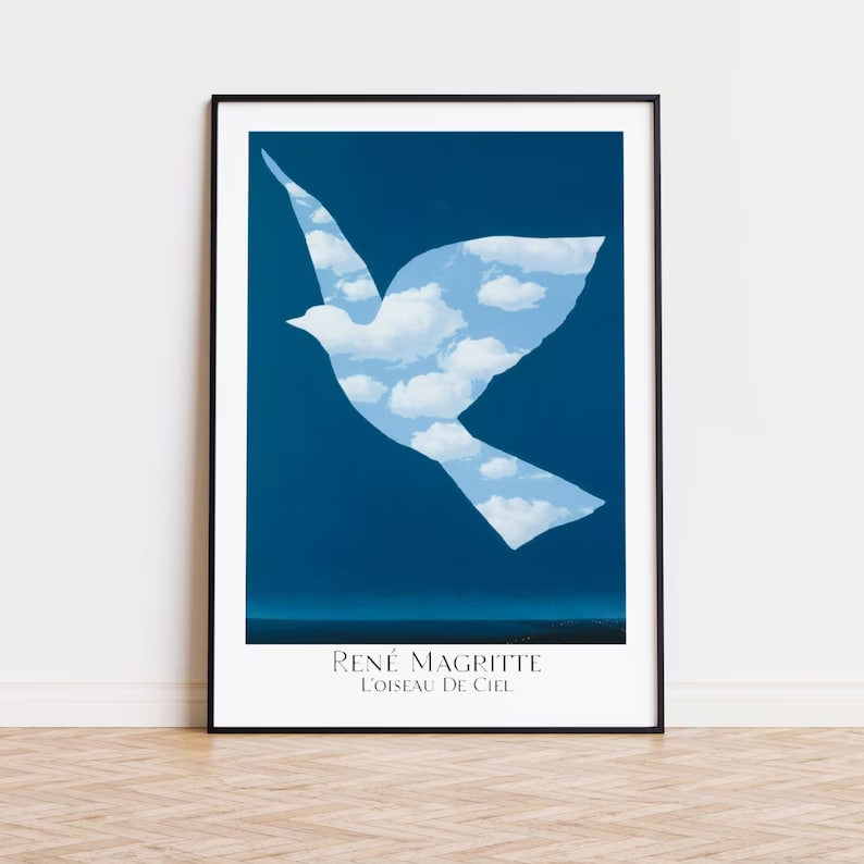 Rene Magritte - The Sky Bird - Museum Poster Illustration Poster Print Aesthetics Wall Art