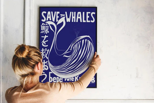  Wall art, Vintage Poste, poster, housewarming gift, Gifts for sister, Gifts for mom, Gifts for girls, Gifts for friends, Gifts, Blue Whale Design, Birthday Gifts, art print