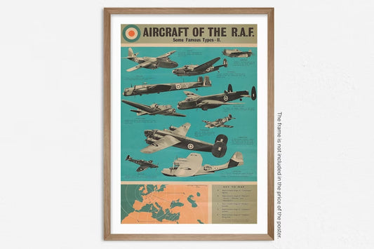 Royal Air Force Aircrafts, Military War Era Poster, Aircrafts of the RAF, British War Poster, Historic Wall Art, Home Decor, Gift Idea