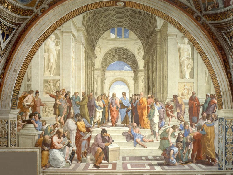 School Of Athens Painting Print Poster  Wall art, Home Decor, Vintage Poste, Poster, Vintage, housewarming gift, Gifts for sister, Gifts for mom, Gifts for friends,Gifts, 	Art