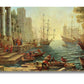 Seaport With The Embarkation Of Saint Ursula by Claude Lorrain Canvas Wall Art, Claude Lorrain Poster, Vintage Print,Claude Lorrain print