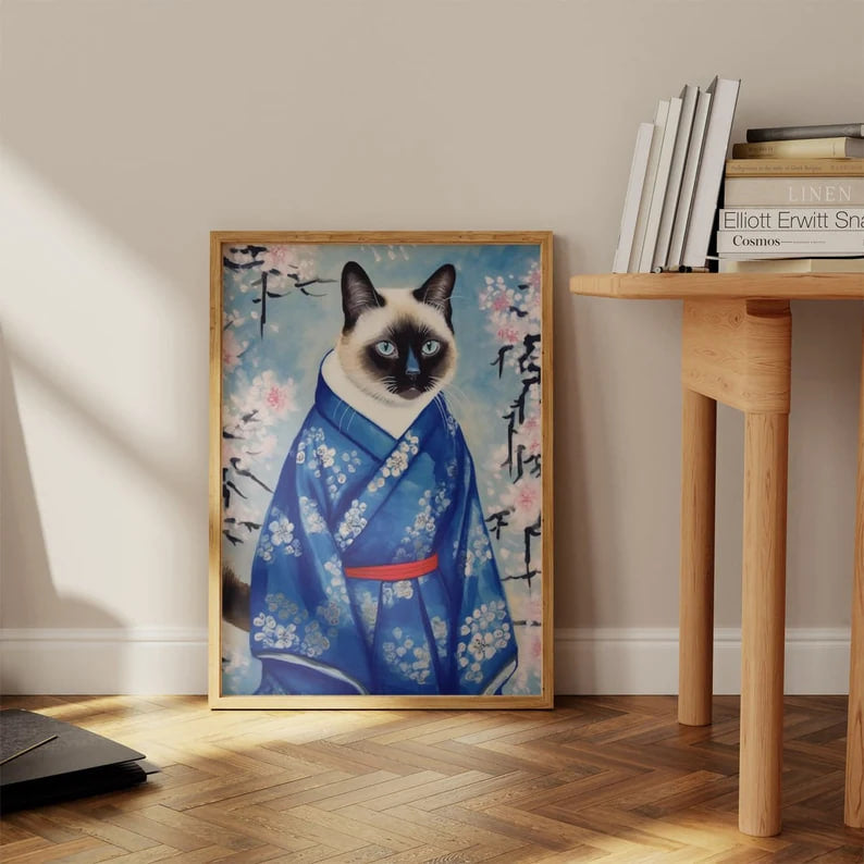 wall art, Siamese Cat Print, Siamese Cat Poster, Siamese Cat Art, poster, Japanese Cat, housewarming gift, home decor, Gifts, Coastal Decor, Birthday Gifts, art print