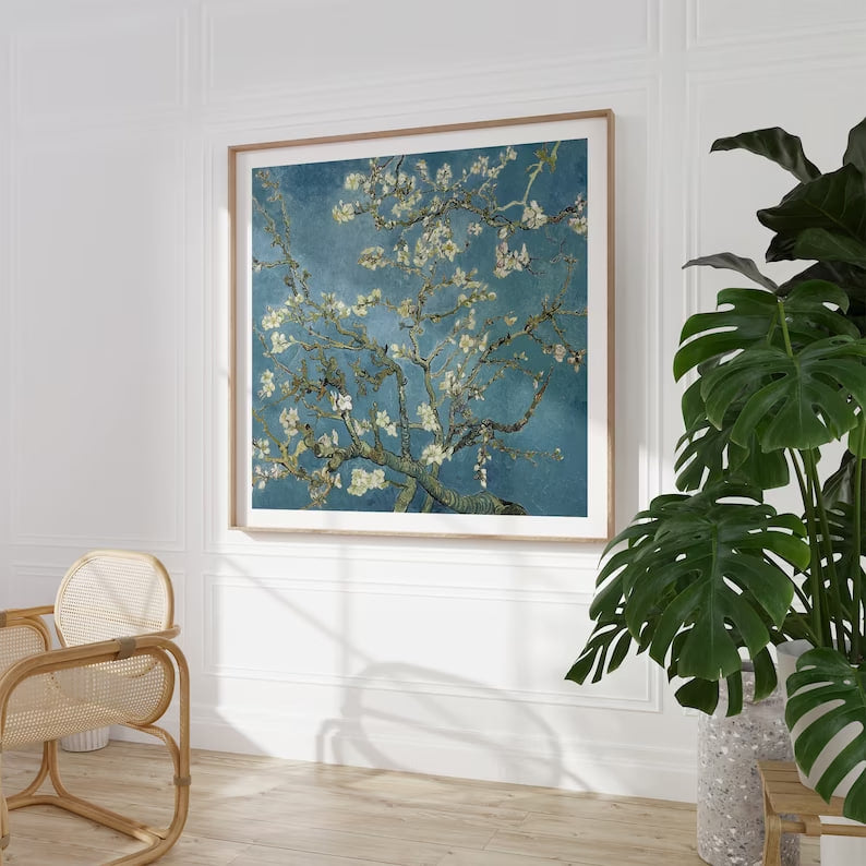 Square Print, Van Gogh Almond Blossom Painting, Spring Landscape Painting, Square Poster, Impressionist Painting, Wall Art, Home Decor