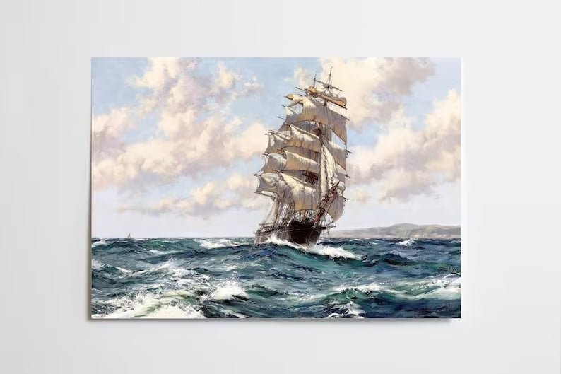 The Clipper Ship North America Painting by Montague Dawson Reproduction - HIGH QUALITY PRINT, Maritime Art      Wall art, Vintage Poste, poster, housewarming gift, Gifts for sister, Gifts for mom, Gifts for girls, Gifts for friends, Gifts, Ships Lover Gift, Clipper Ship Print, Clipper Ship Drawing, Gloucester Clipper Ship           
