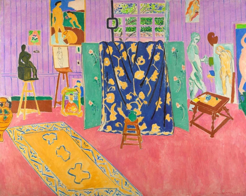 The Pink Studio 1911 By Henri Matisse Print Poster  Wall art, Home Decor, Vintage Poste, Poster, Vintage, housewarming gift, Gifts for sister, Gifts for mom, Gifts for friends,Gifts, 	Art, Painting