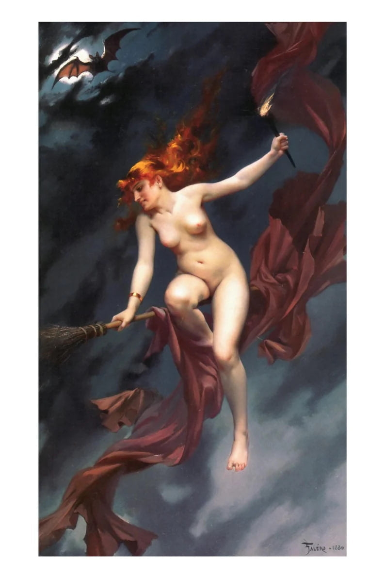 The Witches Sabbath by Luis Ricardo Falero 1880, Vintage Home Decor Poster 12" by 18"
