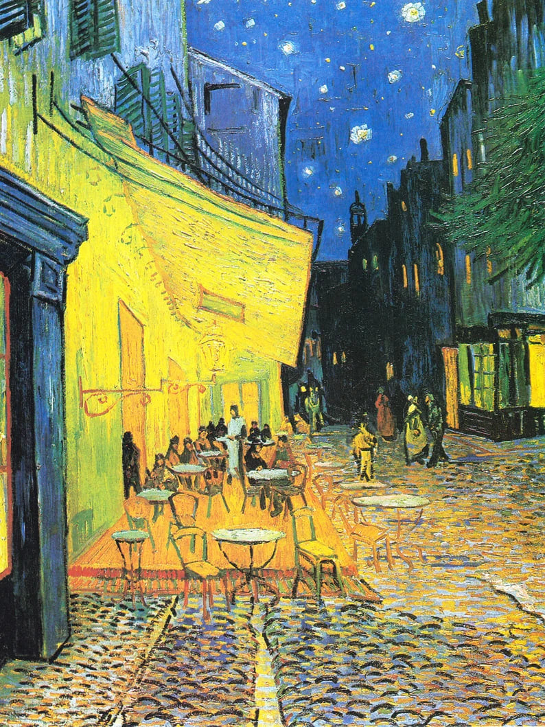 Van Gogh paintings, European art, Night Cafe Terrace by Vincent Van Gogh FINE ART PRINT, Impressionism paintings