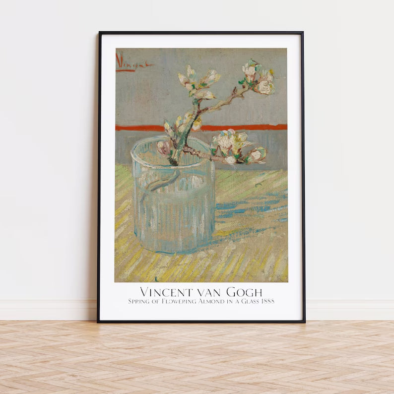 Vincent van Gogh - Spring of Flowering Almond in a Glass [1888] - Museum Poster Poster Print Aesthetics Wall Art
