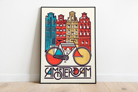 Vintage Amsterdam Poster, Classic Dutch Print, City Wall Art, Classic bicycle paint, Dutch Art Print, Amsterdam Home Decor, Travel Artwork,  wall art, print, poster, Housewarming, home decor, girl, art print, art, aesthetic, Gifts, Vintage, Vintage Poster, Vintage Wall Art