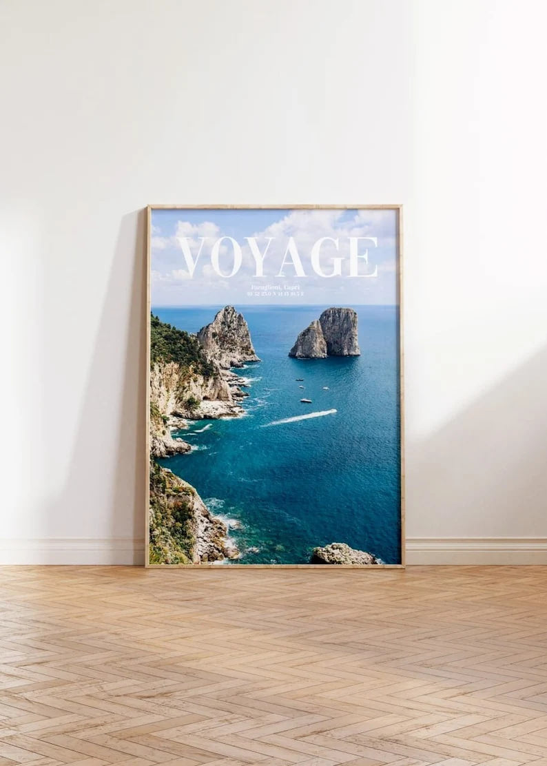 Vintage Ibiza Poster, Vintage VOYAGE Magazine Cover, Landscape Wall Art, Retro Travel Poster, Ibiza Painting Deco, Es Vedrà Landscape Print  Wall art, Vintage Poste, poster, housewarming gift, Gifts for sister, Gifts for mom, Gifts for girls, Gifts for friends, Gifts