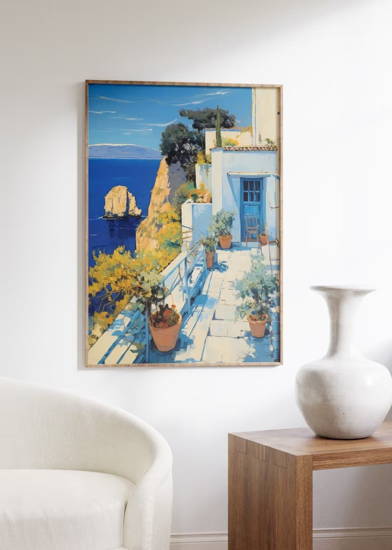 Vintage Mediterranean Poster, Coastal Seascape Print, Coastal Wall Art | HIGH QUALITY PRINT| Vintage Poster Decor, Gallery Wall Art  wall art, print, poster, Housewarming, home decor, girl, art print, art, aesthetic, Gifts, Vintage, Vintage Poster, Vintage Wall Art