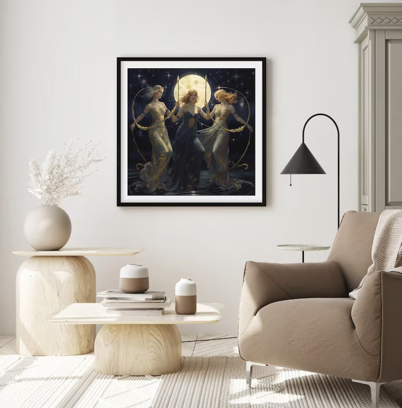 Wall art, Vintage Poste, poster, housewarming gift, Gifts for sister, Gifts for mom, Gifts for girls, Gifts for friends,art, Halloween Poster, Witches Circle, Pagan Decor, Witch Poster, Wiccan Art
