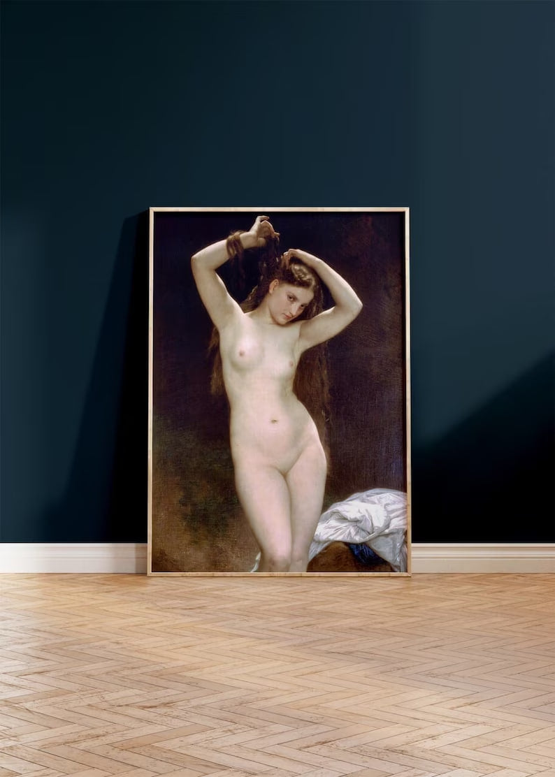 William Bouguereau "Bather" Art Print - Classic Nude Painting, Masterpiece Reproduction, Vintage Wall Decor, Large size, Classic Artwork