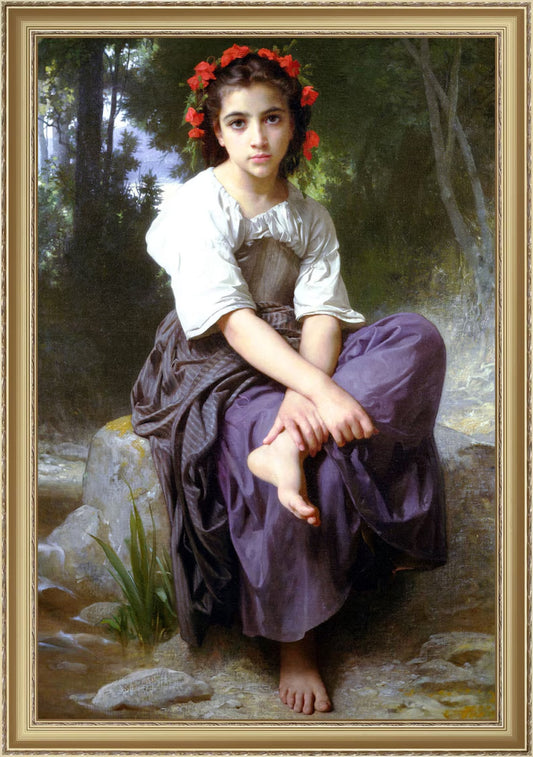 William Bouguereau, At the Edge of the Brook, 1875 - A4 / A3 reproduction fine art print. Heavyweight paper / real art canvas Wall art, Home Decor, Vintage Poster, Poster, housewarming Gift, Gifts for sister, Gifts for mom, Gifts for friends, Gifts,  Art