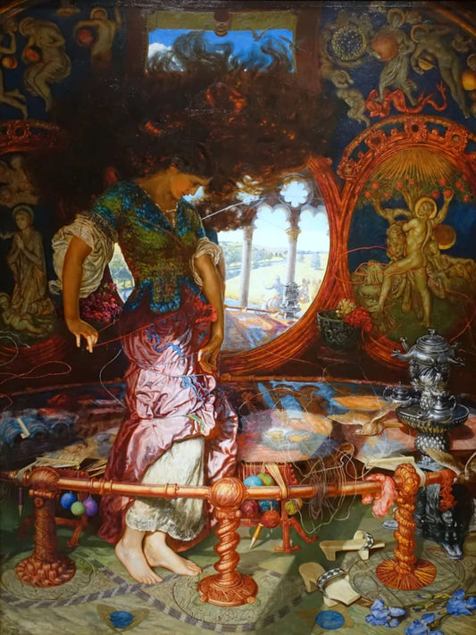 William Holman Hunt - The Lady Of Shalott Print Poster  Wall art, Home Decor, Vintage Poste, Poster, Vintage, housewarming gift, Gifts for sister, Gifts for mom, Gifts for friends,Gifts, 	Art