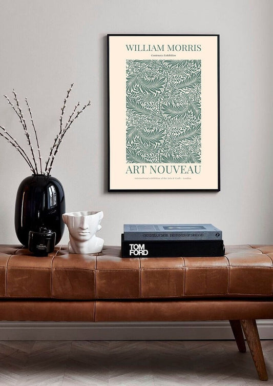 William Morris Exhibition Poster, Art Noveau, William Morris Floral Decor, Vintage Wall Art, Botanical Art, Flower Decor, Large size