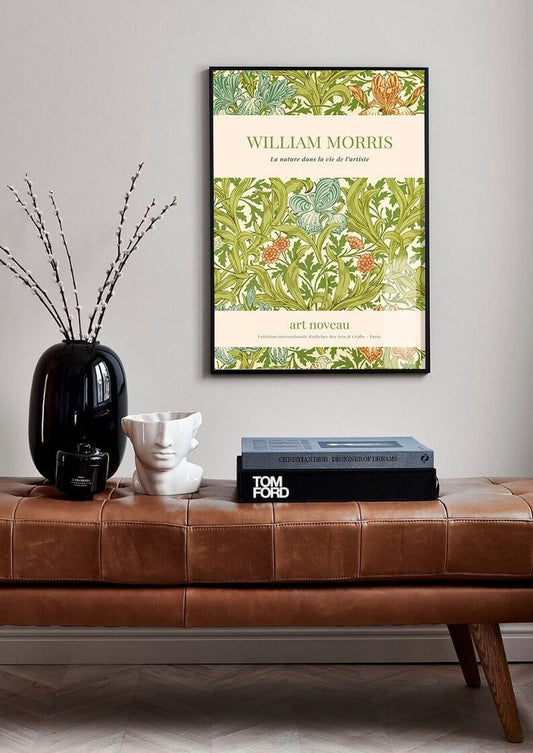 William Morris Green Print, Vintage Wall Art, Botanical Decor, Classic Exhibition Poster, Floral Art, Art Nouveau, Vintage Poster