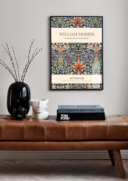 William Morris Poster, William Morris Print, Elegant Art Nouveau, Botanical Art, Textiles Wall Art, Vintage Decor, Floral Exhibition Decor