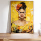 Yellow Frida Poster, Vibrant Color, Botanical Frida Kahlo Painitng, Frida Wall Decor, Feminist Icon Print, Large size HIGH QUALITY POSTER