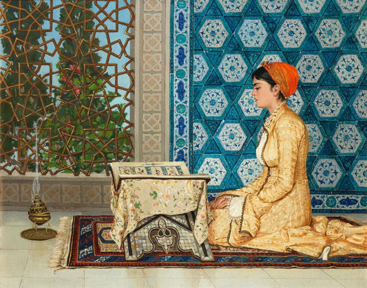 Young Woman Reading by Osman Hamdi Bey (Turkish, 1880)