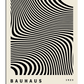 A black and white Bauhaus-style poster with curved, flowing lines that create an optical illusion of movement. The abstract design is complemented by simple text at the bottom reading "Bauhaus Ausstellung 1923" in a modernist typeface. The composition emphasizes geometric balance and visual impact, characteristic of Bauhaus and optical art influences.