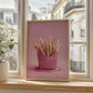 A box of French fries sitting upright, covered in pink glitter, with sparkles scattered around. The container is also pink and shiny, matching the soft pink background. The overall look is glamorous, playful, and styled like a fashion accessory.