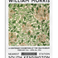 A vintage exhibition poster featuring the Honeysuckle design by William Morris. The pattern shows delicate honeysuckle flowers intertwined with green leaves, creating a natural and harmonious design. The text at the top indicates that the artwork was part of a centenary exhibition at the V&A Museum in 1934. The colors are soft and natural, emphasizing the intricate details of the floral pattern.

