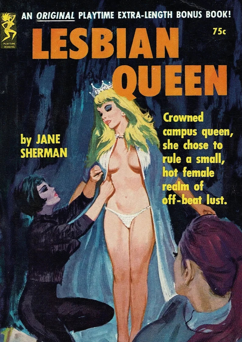 lesbian queen, vintage magazin cover, lesbian theme, pulp cover, adults magazine, lesbian art, lesbian illustration, vintage lesbian wall art, home gallery wall, home decor, room decor, gift for lesbian friend
