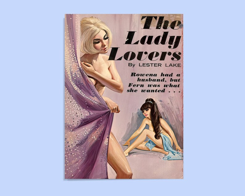 Lesbian Art, "The Lady Lovers", Lesbian Poster, Pulp Cover, HIGH QUALITY PRINT, Vintage Magazine, Queer Art, Lesbian Print, Gallery Wall 