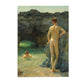Henry Scott Tuke Painting - "The Green Waterways" 1926, Art Print Reproduction, HIGH QUALITY, Coastal Gallery Wall, Tuke Poster, gay Art, erotic, sensual, nude male, artistic nude, coastal decor, twoo young men in the beach