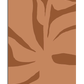 A subtle, abstract representation of a monstera leaf, depicted in warm brown and beige shades. The organic leaf shape is softly blended with a background of similar earthy tones, creating a minimalist and modern botanical composition. The design has a calming and neutral aesthetic, perfect for contemporary interiors.