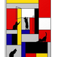 Mondrian Cats Poster - Geometric Bauhaus Art