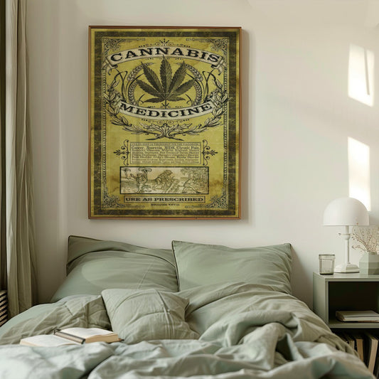 Vintage Cannabis Medicine Print | Antique Apothecary Wall Art