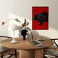 Fierce Black Panther Art Print | Red Wild Animal Wall Decor