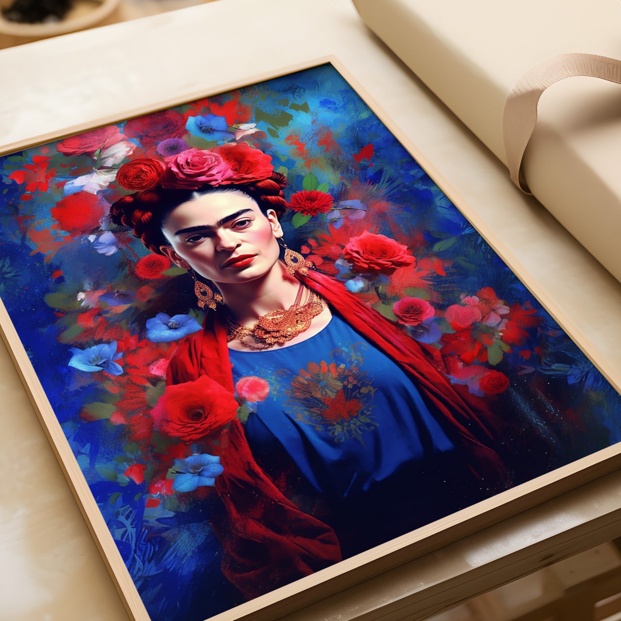 Frida Kahlo Floral Portrait Print - Vibrant Wall Art