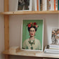 Green Mint Frida Kahlo Portrait Print - Elegant Floral Wall Art