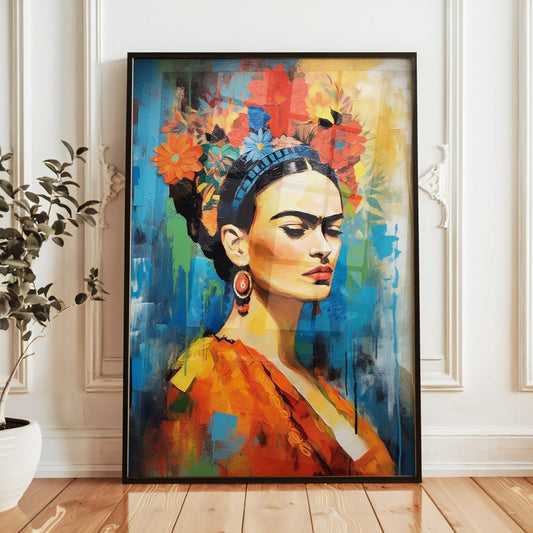 Frida Kahlo Portrait Poster - Abstract Expressionist Art