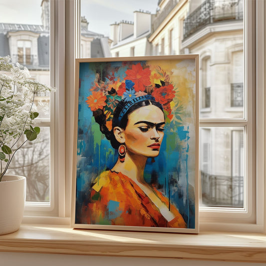 Colorful Frida Kahlo Portrait Print - Vibrant Wall Art